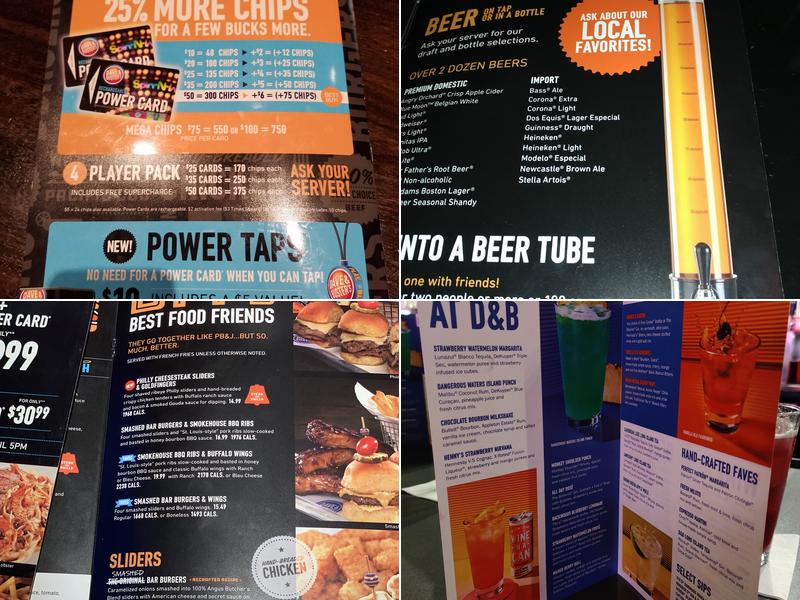 Dave & Buster's Concord Menu