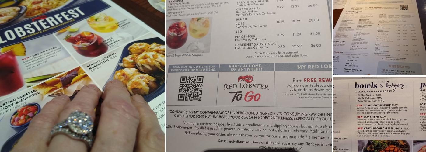 Red Lobster Menu
