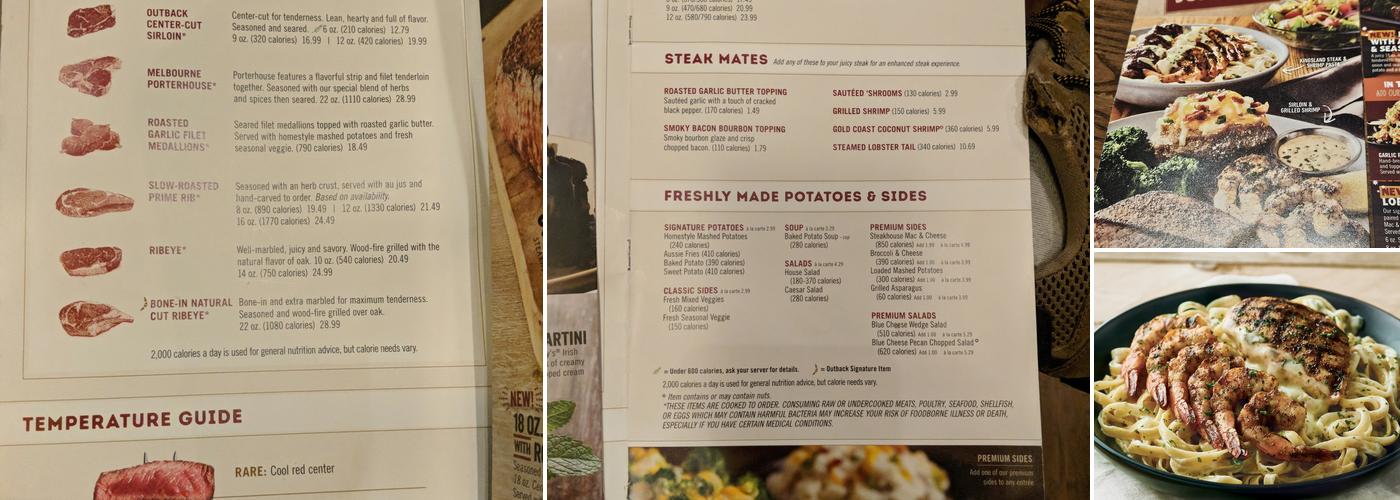 Outback Steakhouse Menu