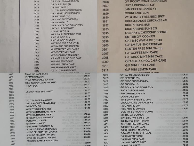 Lakeland Bakery Menu