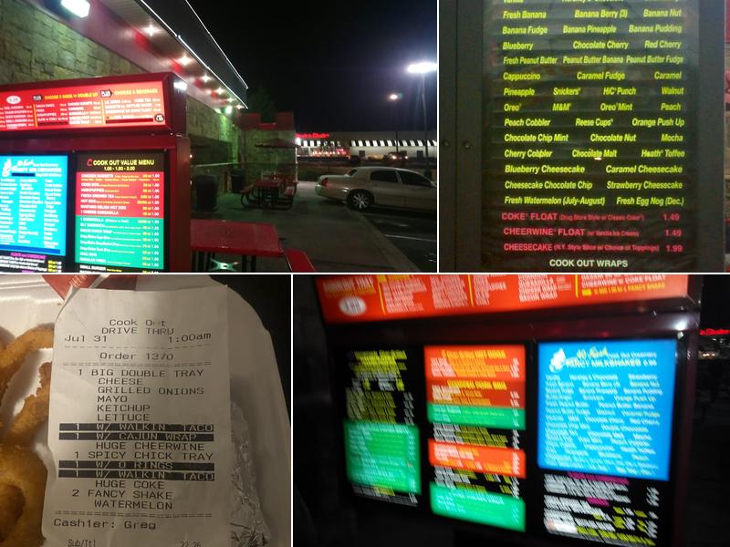 Cook Out Menu