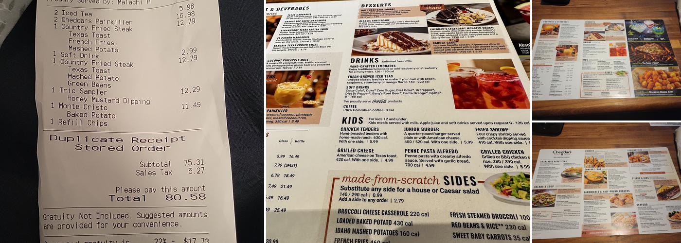 Cheddar's Scratch Kitchen Menu