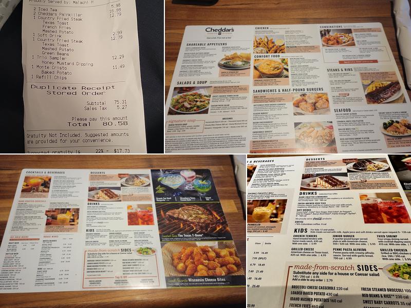 Cheddar's Scratch Kitchen Menu