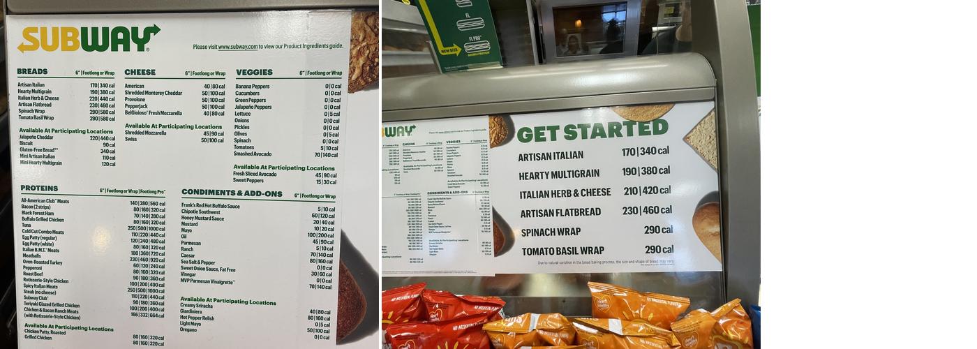 Subway Menu