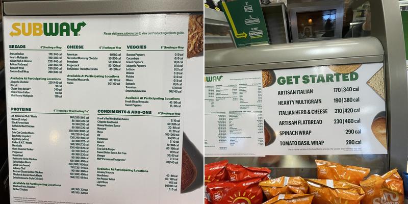 Subway Menu