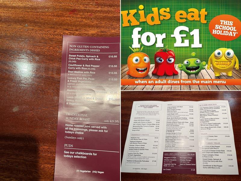 The three horseshoes Menu