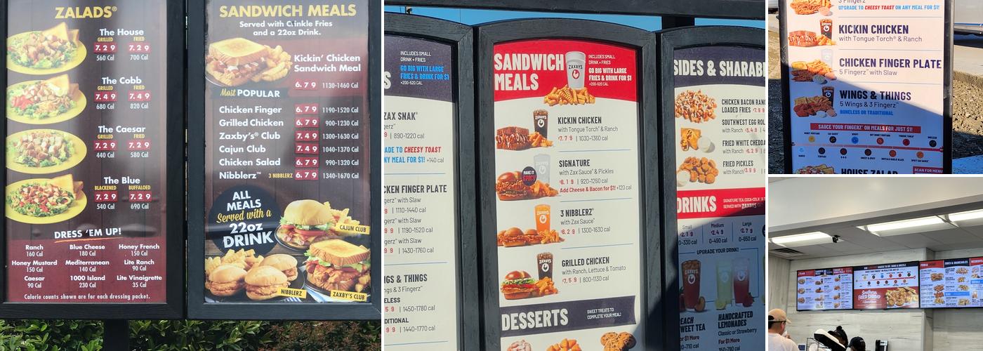 Zaxbys Chicken Fingers & Buffalo Wings Menu