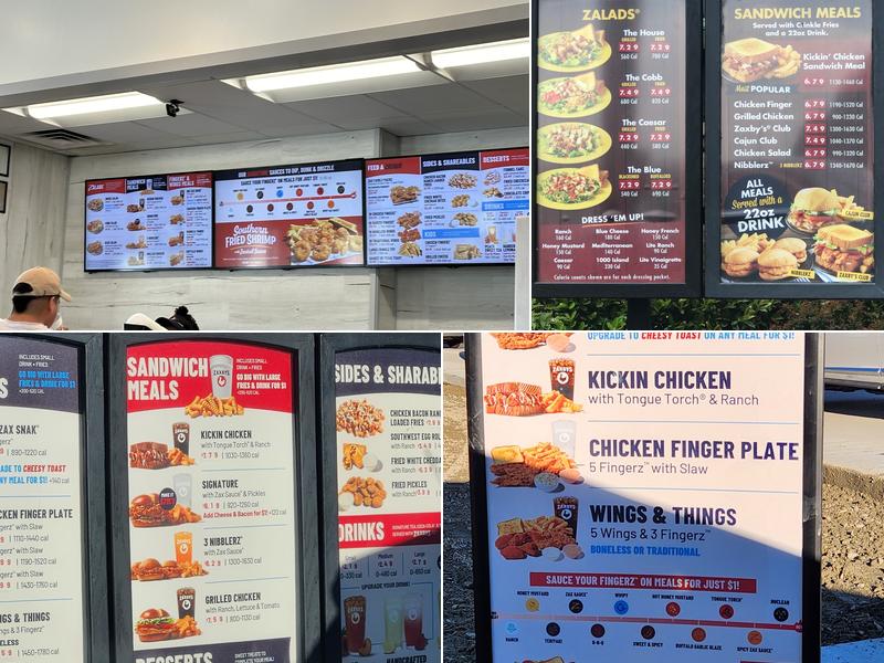 Zaxbys Chicken Fingers & Buffalo Wings Menu