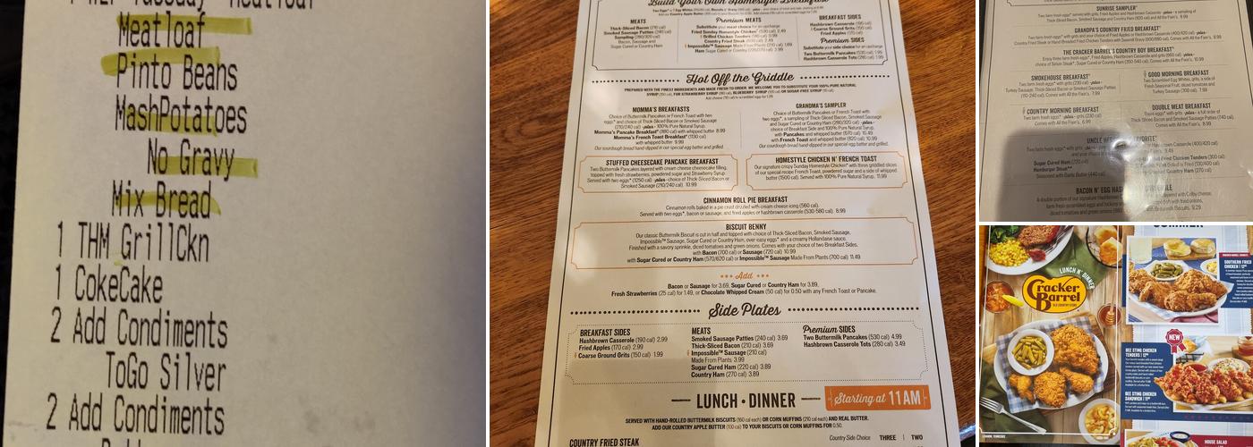 Cracker Barrel Old Country Store Menu