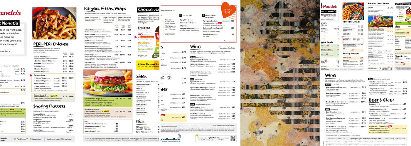 Nando's Rugby Menu