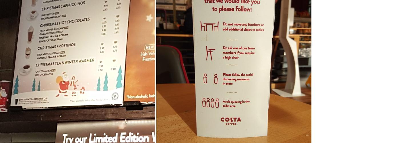 Costa Coffee Menu