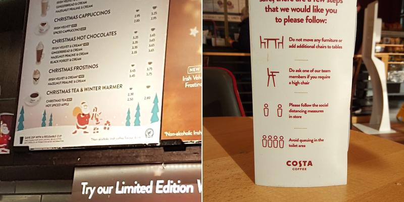 Costa Coffee Menu