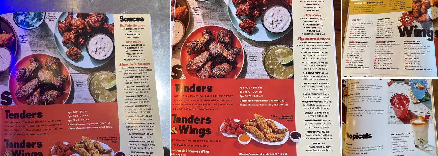 Hooters Menu