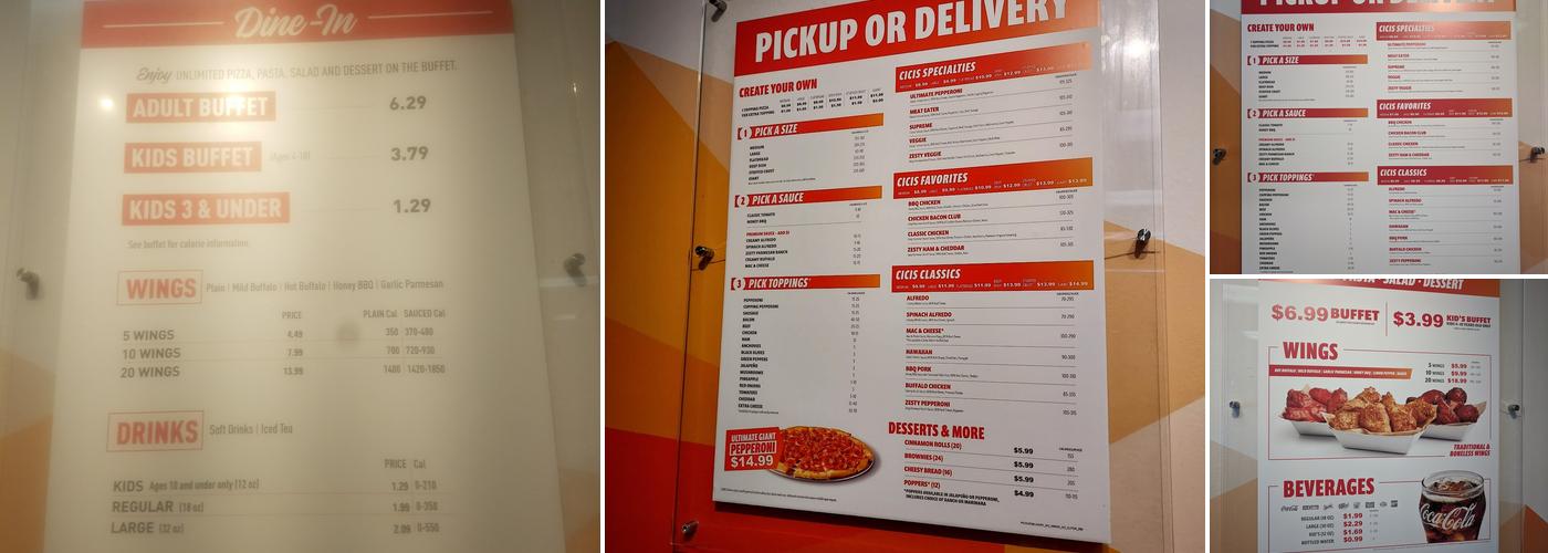 Cicis Pizza Menu