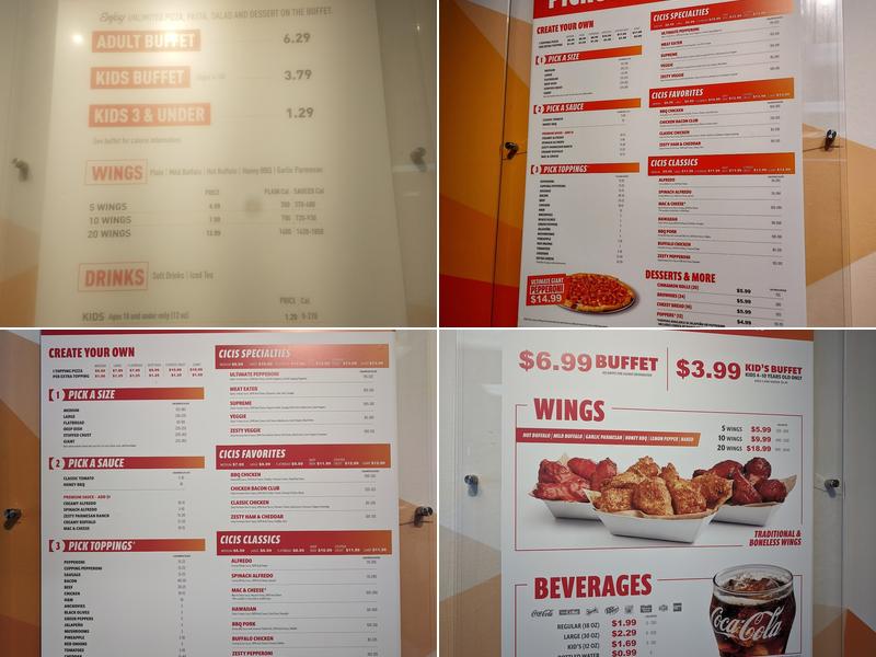 Cicis Pizza Menu