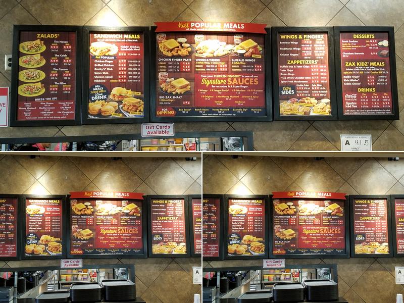 Zaxby's Chicken Fingers & Buffalo Wings Menu