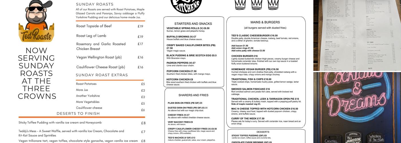 The Three Crowns Menu