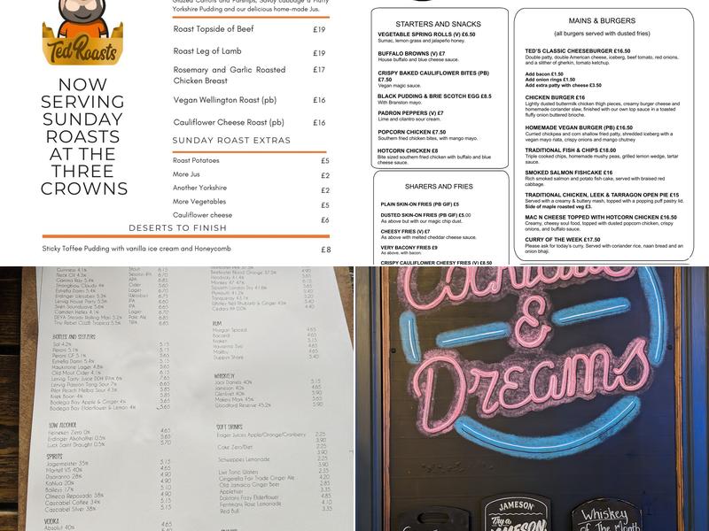 The Three Crowns Menu