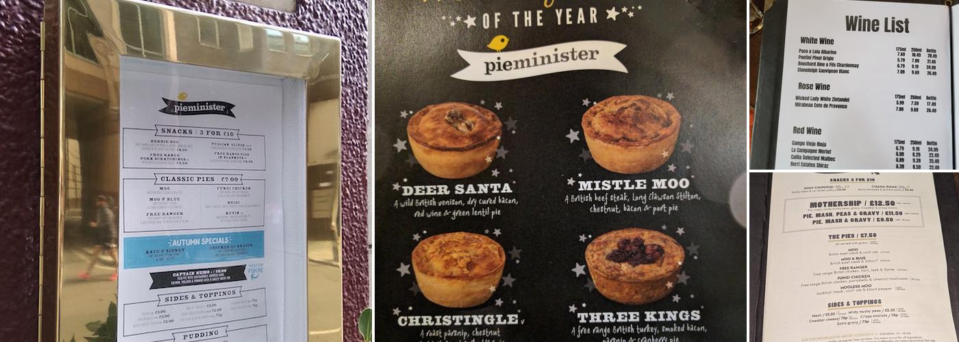 Three Tuns Aldgate Menu