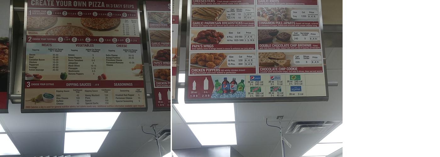 Papa Johns Pizza Menu
