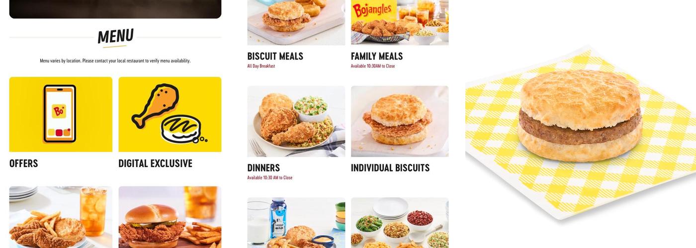 Bojangles Menu