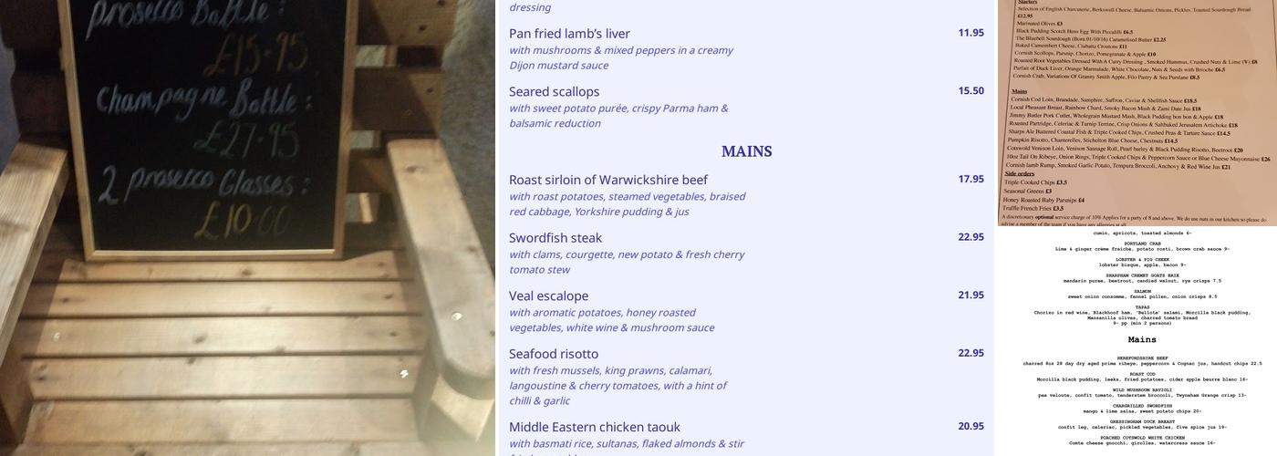 The Bluebell Menu