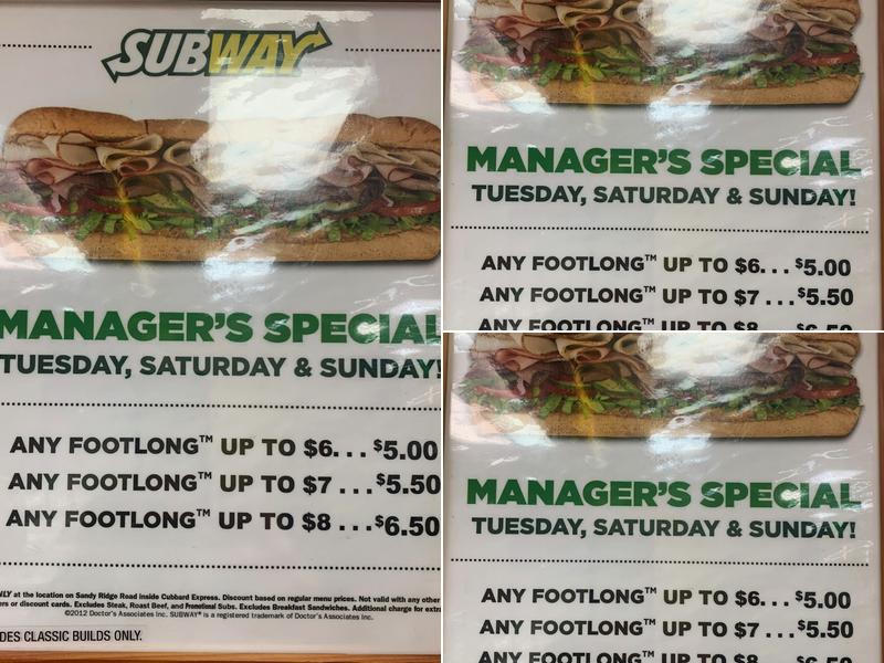 Subway Menu