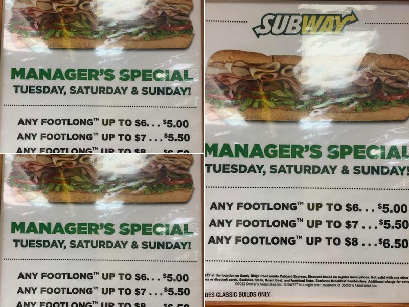 Subway Menu