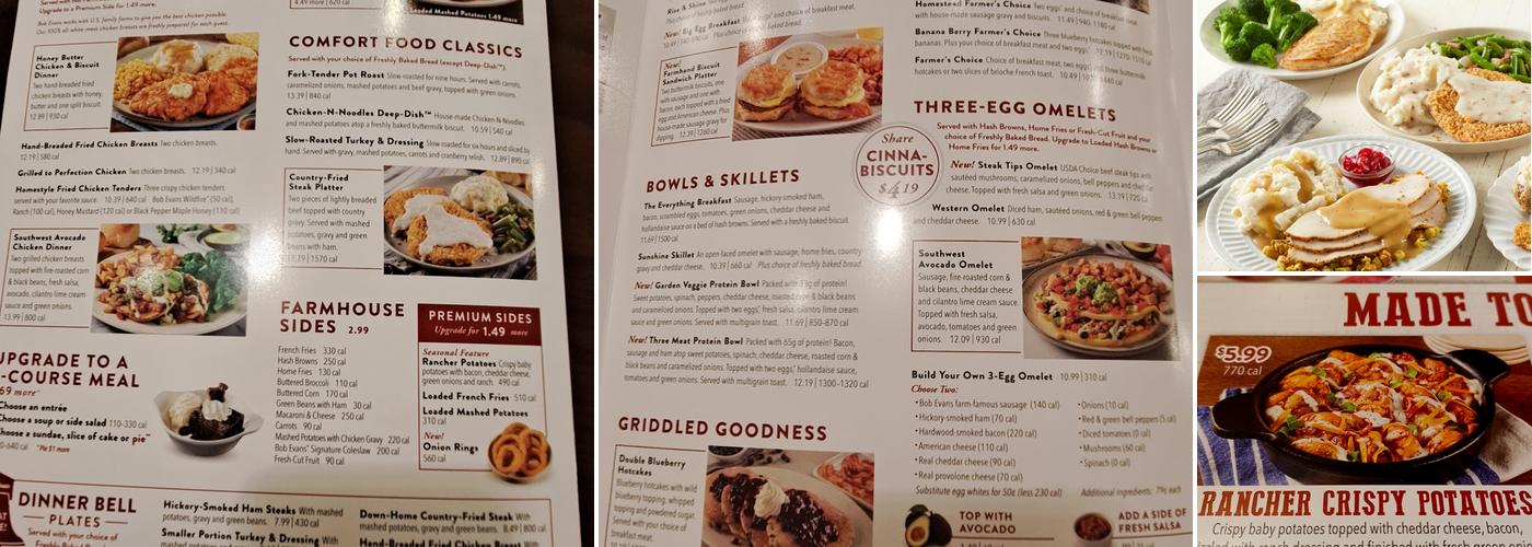 Bob Evans Menu