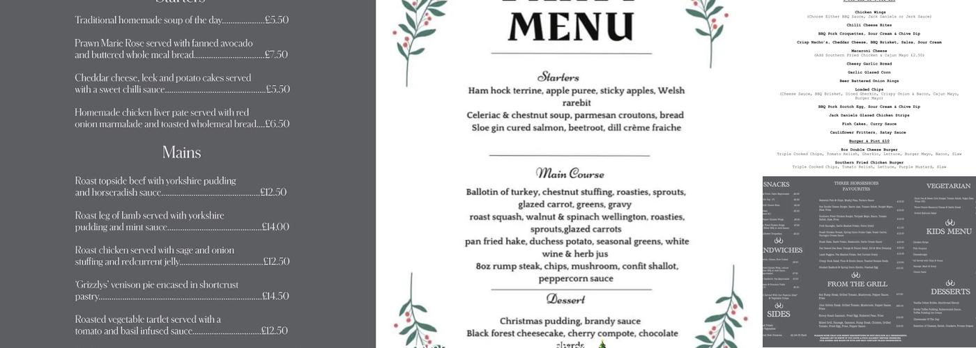 The Three Horseshoes Menu