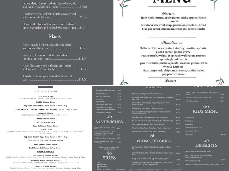 The Three Horseshoes Menu