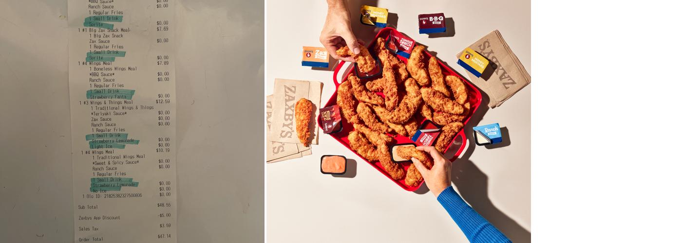 Zaxbys Chicken Fingers & Buffalo Wings Menu