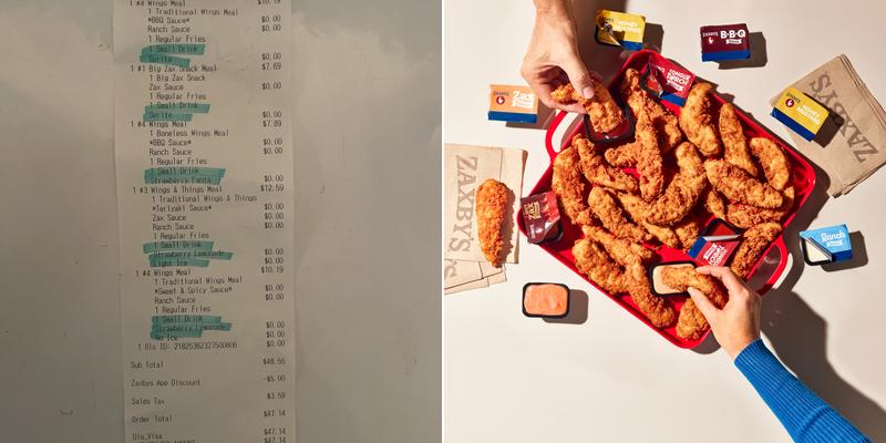 Zaxbys Chicken Fingers & Buffalo Wings Menu