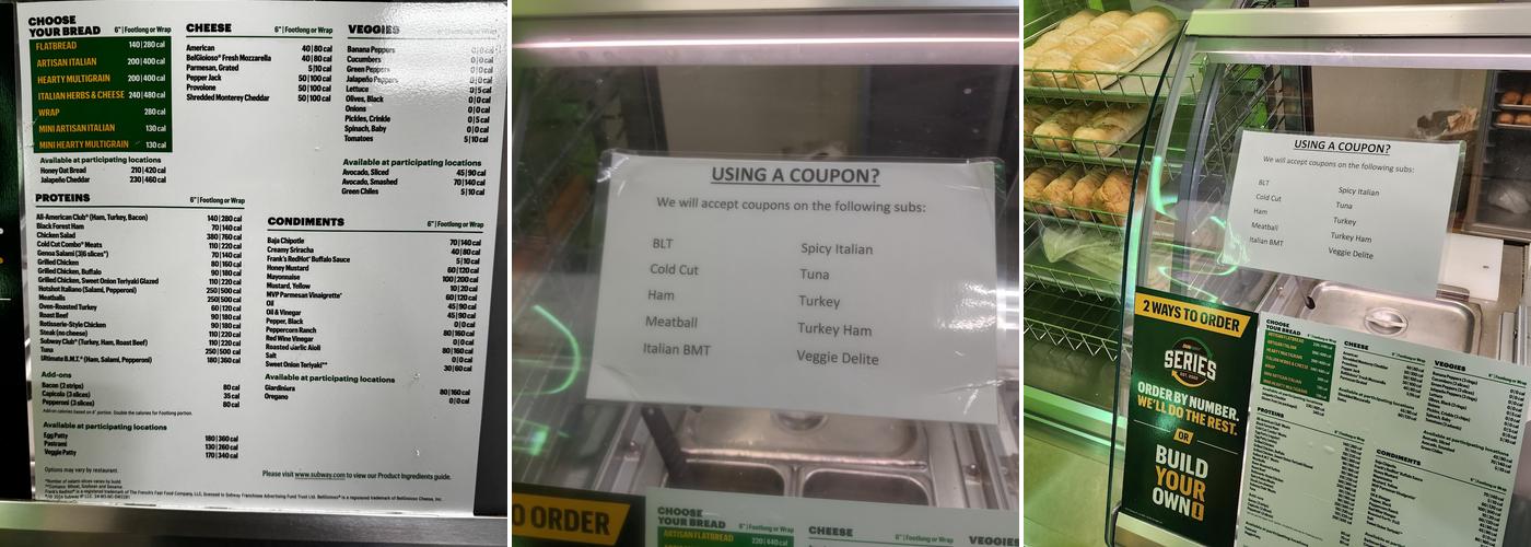 Subway Menu