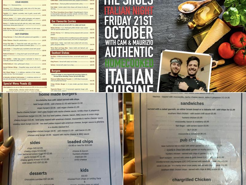 The Three Horseshoes, Yaxley Menu