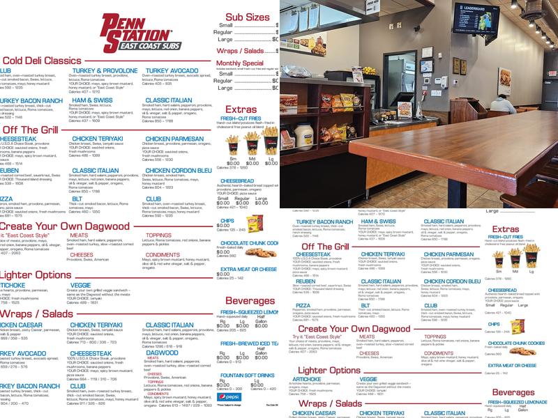 Penn Station East Coast Subs Menu