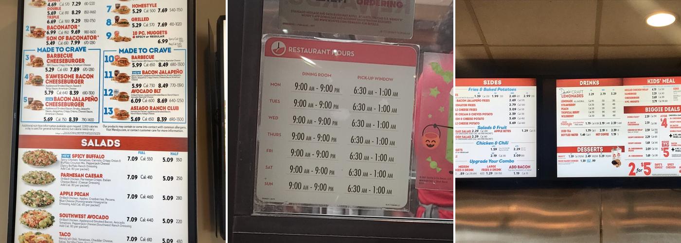 Wendy's Menu