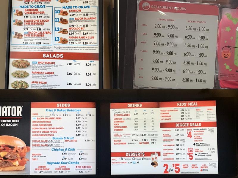 Wendy's Menu