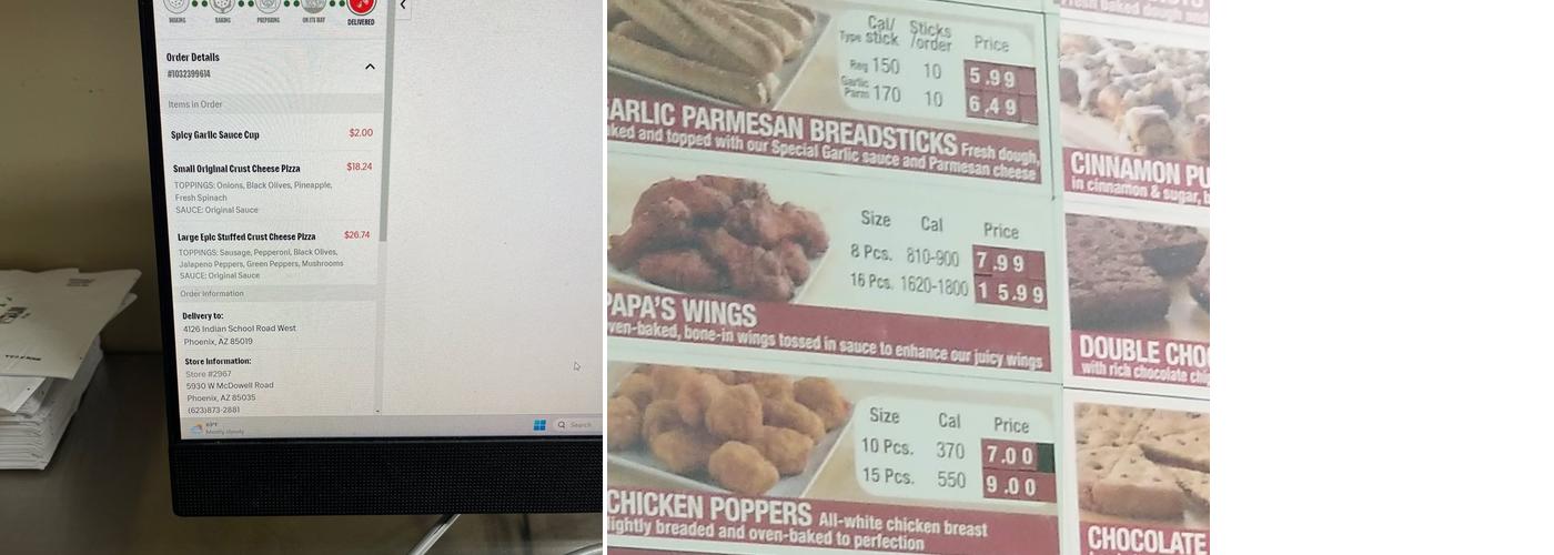 Papa Johns Pizza Menu