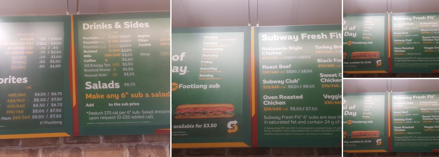 Subway Menu