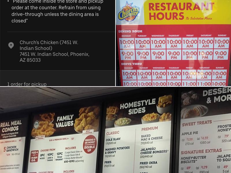 Church's Texas Chicken Menu