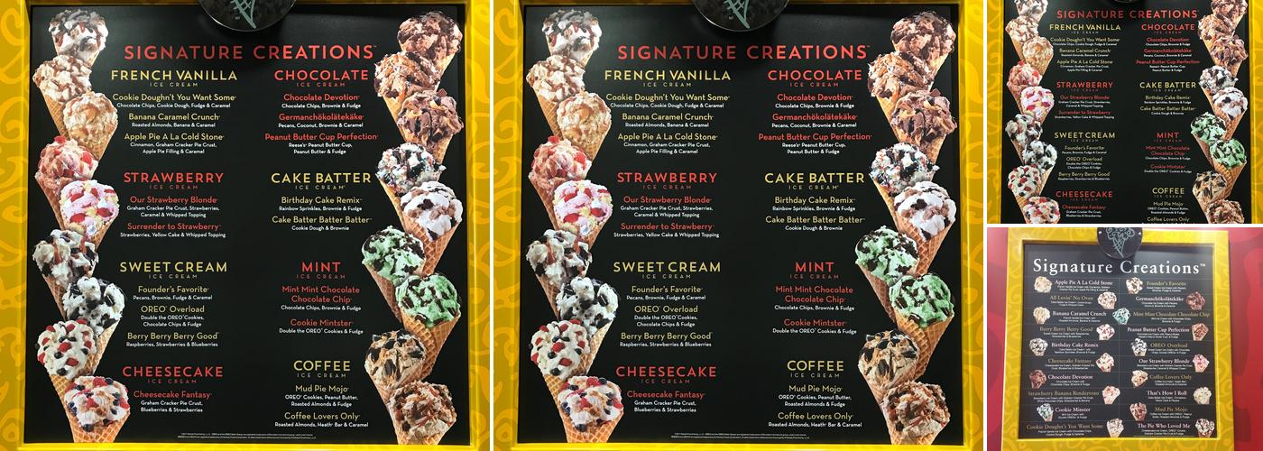 Cold Stone Creamery Menu