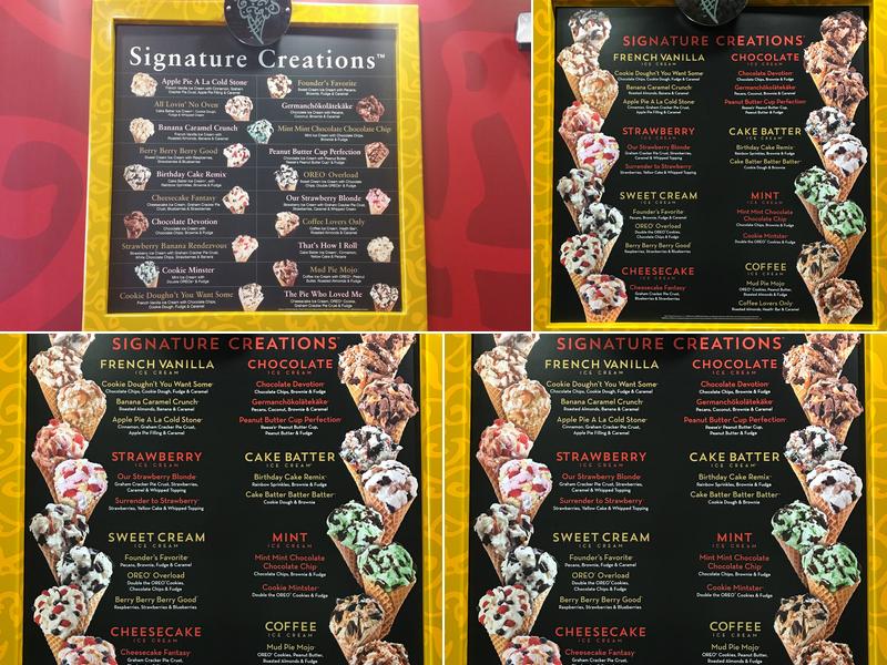 Cold Stone Creamery Menu