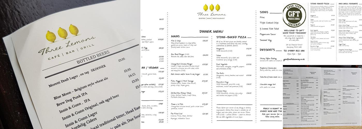 Three Lemons Menu