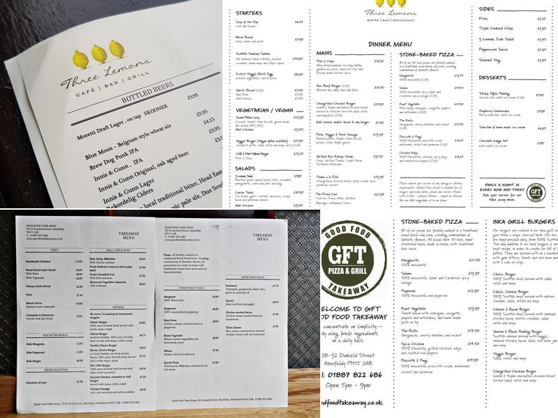 Three Lemons Menu