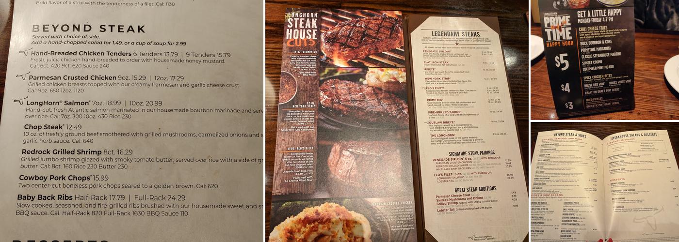 LongHorn Steakhouse Menu