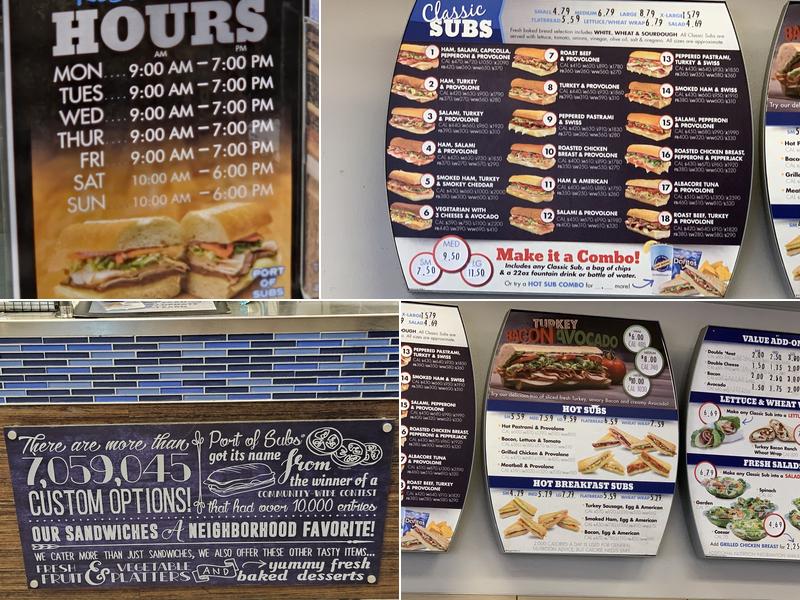 Port of Subs Menu