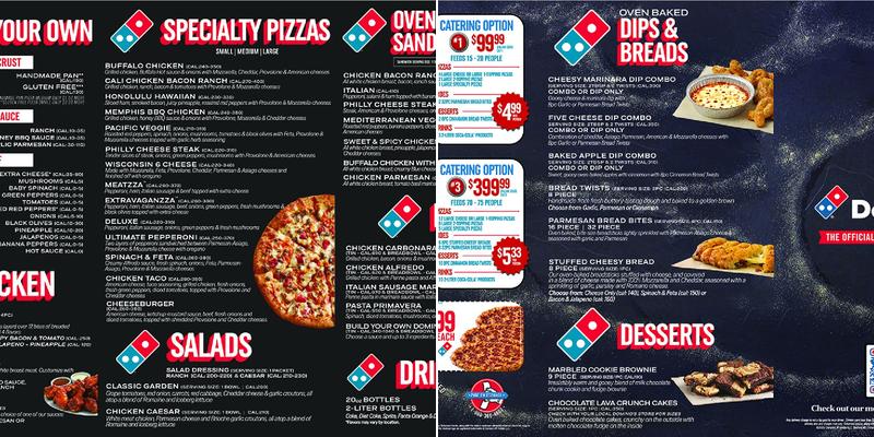 Domino's Pizza Menu