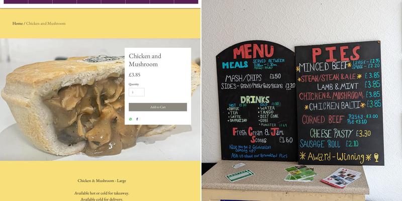 Victoria Park Pie Company Menu