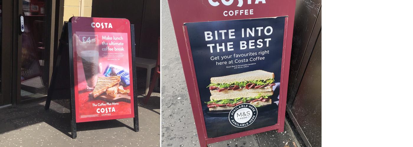 Costa Coffee Menu